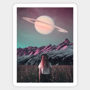 Saturn Moon - Space Aesthetic, Retro Futurism, Sci Fi Sticker